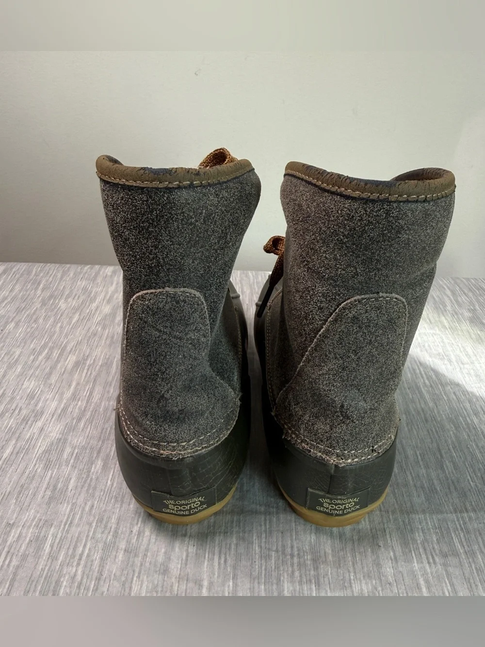 Vintage Sporto Diana Duck Boot | 7 | Gray Suede Faux Fur Lined | Genuine Duck